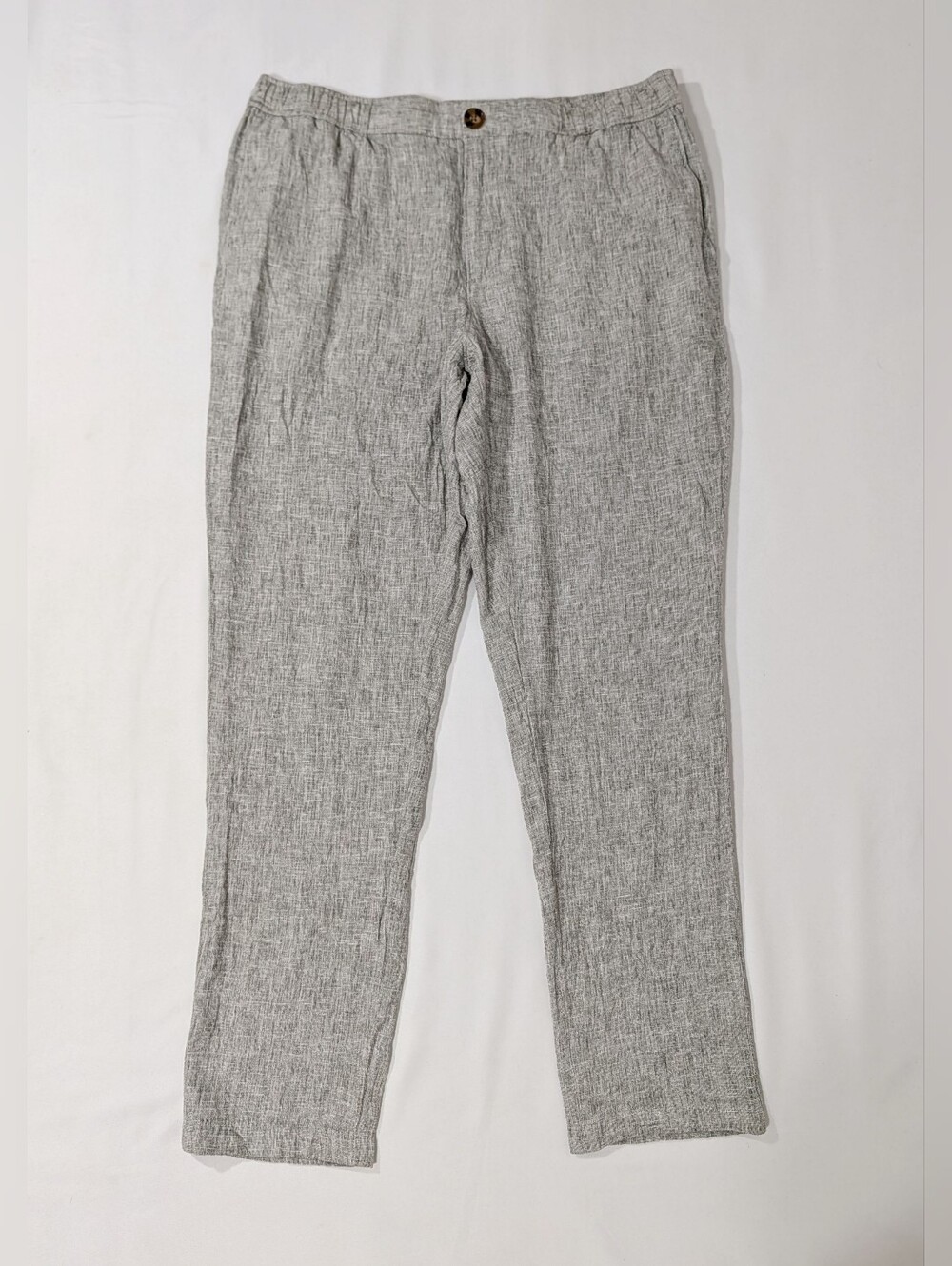 14th & Union Linen Cotton Blend Pants Large Gray Slim Fit Straight Leg